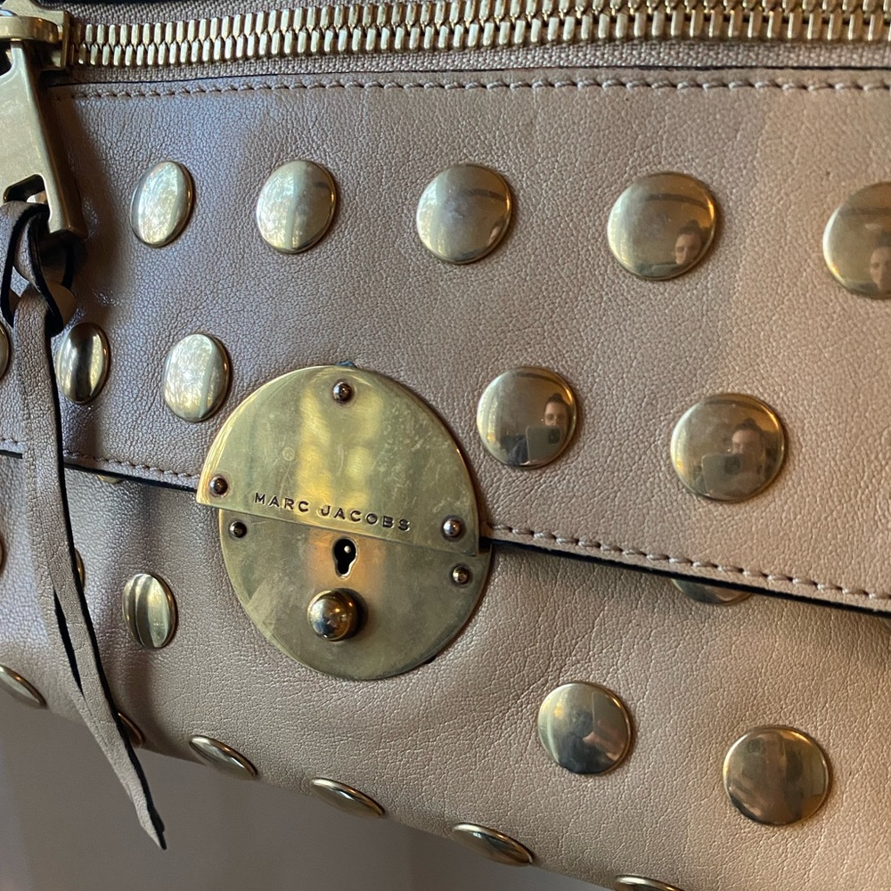 $1000 RUNWAY Marc Jacobs Leather Gold Studded Handbag